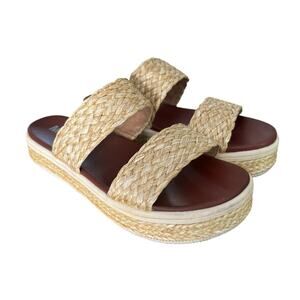 Mia Kady Natural Raffia Slides Sandal Size 9 Resort Coastal Beachy